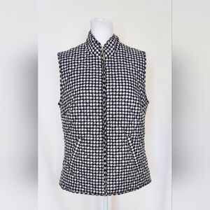 Karen Scott Quilted Houndstooth Sport Puffer Vest Size Small Black White